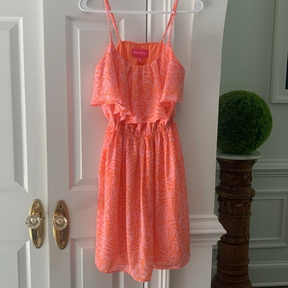 Lilly PulitzerTarget Giraffe Animal 🦒Print Tangerine Orange Pink Mini Dress S/P - Picture 4 of 7